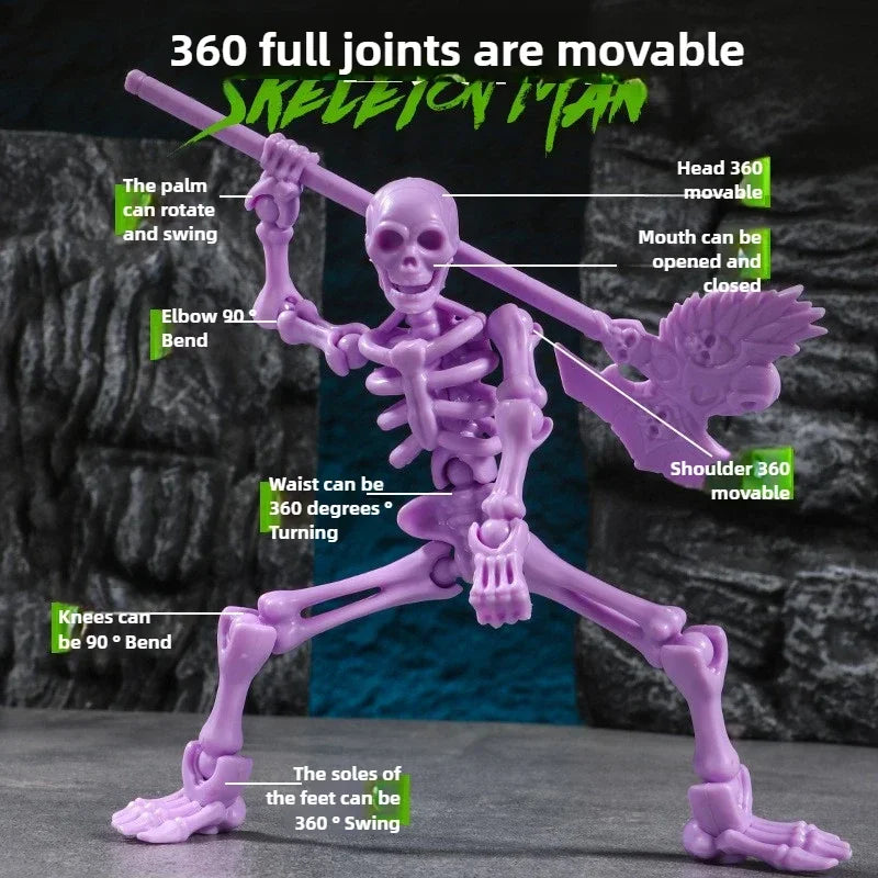 Three-Dimensional Skull Model Assembly Toys Multi-Articulable Skull and Bone Puppet Decoration Action Figures Anime Gifts Games