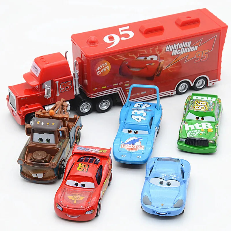 Genuine Disney Pixar Cars Lightning McQueen Toys Jackson Storm The King Mater 1:55 Diecast Metal Alloy Model Car Kid Gift