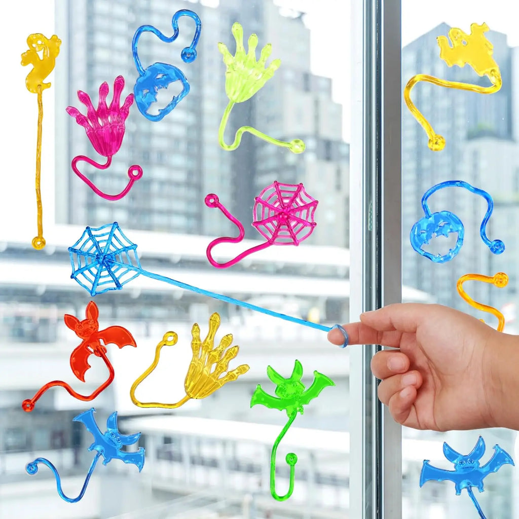 10Pcs Stretchable Climbing Spider Web Elastic Sticky Hand Novelty Toys for Kids Halloween Birthday Party Decorations Gifts