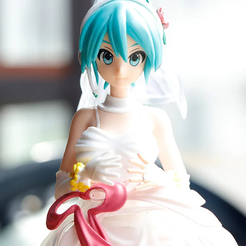 Anime Figure Wedding Dress Hatsune Miku Action Figures Kawaii Swimsuit Vocaloid PVC Collectible Model Toys Girl Gift
